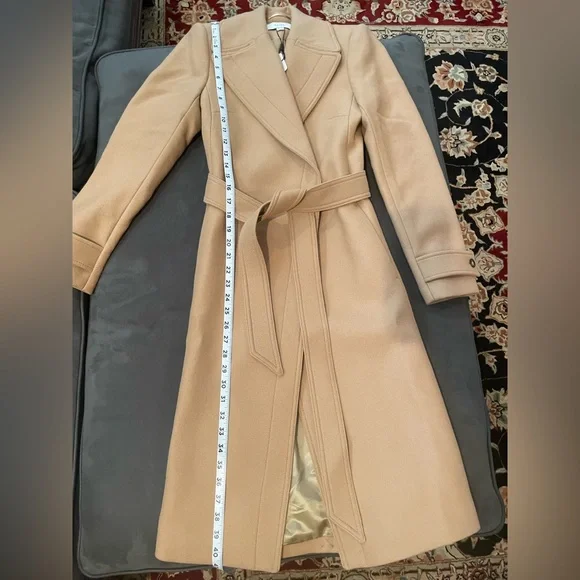 Reiss Tor Belted Wool Blend Coat In Camel NWT  US 4 - Picture 9 of 16